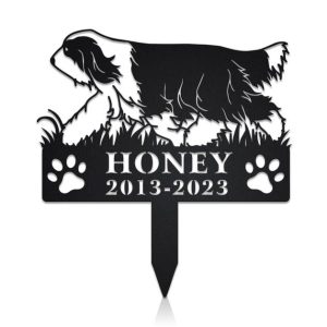 DINOZOZO Bearded Collie Dog Grave Marker Garden Stakes Dog Sympathy Gift Cemetery Decor Memorial Custom Metal Signs2