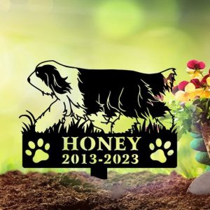 DINOZOZO Bearded Collie Dog Grave Marker Garden Stakes Dog Sympathy Gift Cemetery Decor Memorial Custom Metal Signs3