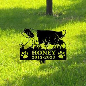 DINOZOZO Bearded Collie Dog Grave Marker Garden Stakes Dog Sympathy Gift Cemetery Decor Memorial Custom Metal Signs4