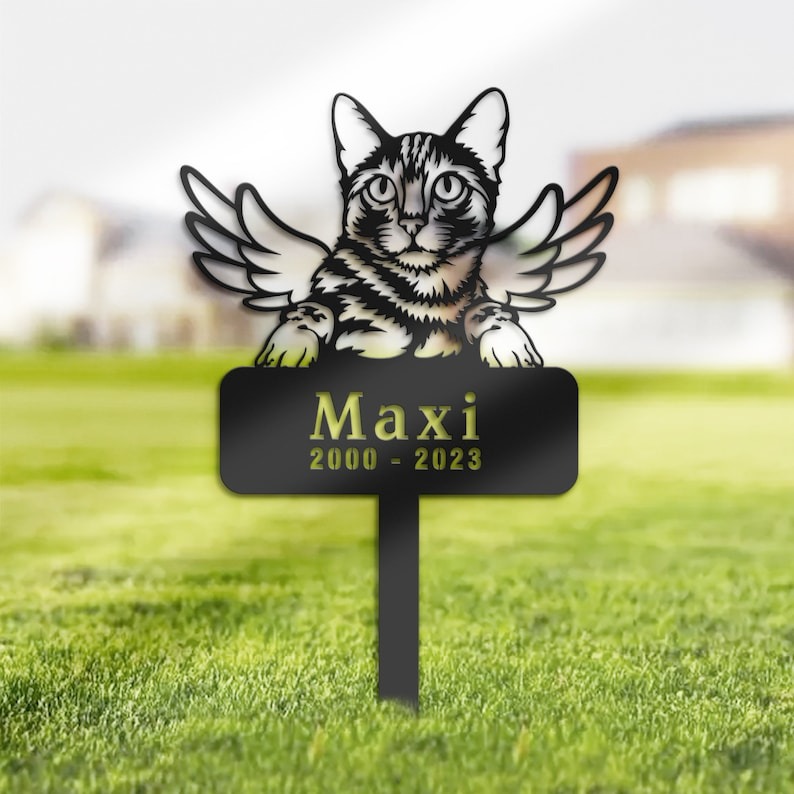DINOZOZO Bengal Cat Grave Marker Garden Stakes Cat Memorial Gift Cemetery Decor Custom Metal Signs