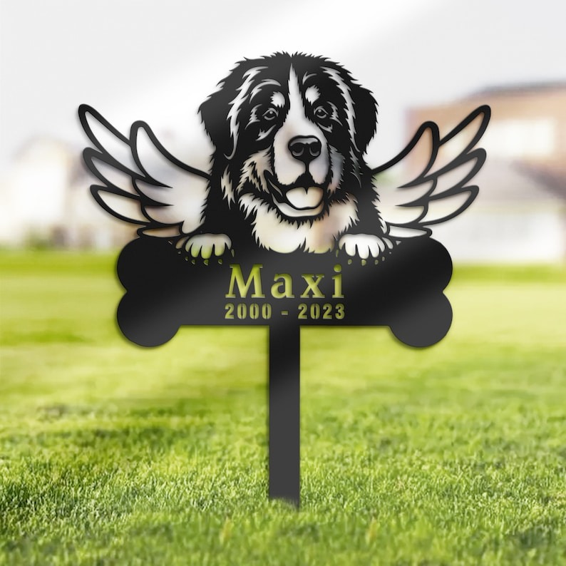DINOZOZO Berne Cattle Dog Grave Marker Garden Stakes Dog Memorial Gift Cemetery Decor Custom Metal Signs2