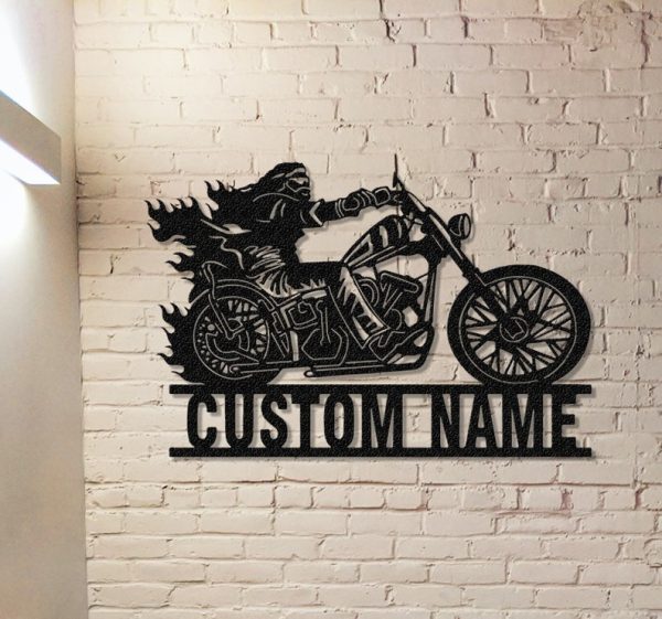 DINOZOZO Biker Name Man Cave Motorbike Custom Metal Signs