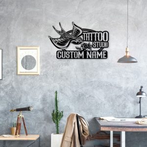 DINOZOZO Bird and Flower Tattoo Studio Wall Art Business Custom Metal Signs2