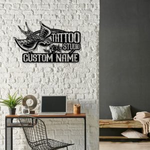 DINOZOZO Bird and Flower Tattoo Studio Wall Art Business Custom Metal Signs4