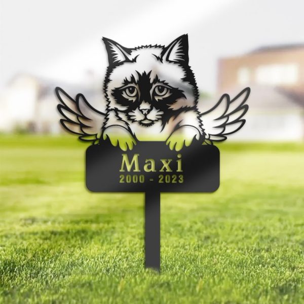 DINOZOZO Birman Cat Grave Marker Garden Stakes Cat Memorial Gift Cemetery Decor Custom Metal Signs
