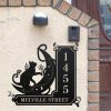 DINOZOZO Black Cat On The Moon Witch Address Sign House Number Plaque Custom Metal Signs