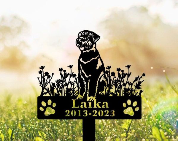 DINOZOZO Black Russian Terrier Dog Grave Marker Garden Stakes Dog Sympathy Gift Cemetery Decor Memorial Custom Metal Signs