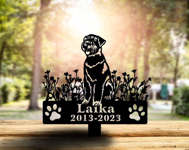 DINOZOZO Black Russian Terrier Dog Grave Marker Garden Stakes Dog Sympathy Gift Cemetery Decor Memorial Custom Metal Signs2