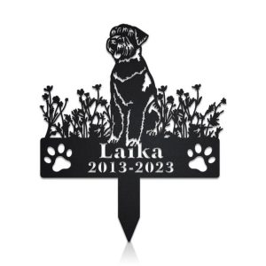 DINOZOZO Black Russian Terrier Dog Grave Marker Garden Stakes Dog Sympathy Gift Cemetery Decor Memorial Custom Metal Signs3