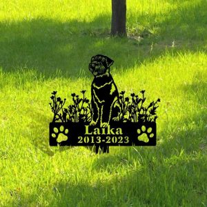 DINOZOZO Black Russian Terrier Dog Grave Marker Garden Stakes Dog Sympathy Gift Cemetery Decor Memorial Custom Metal Signs4
