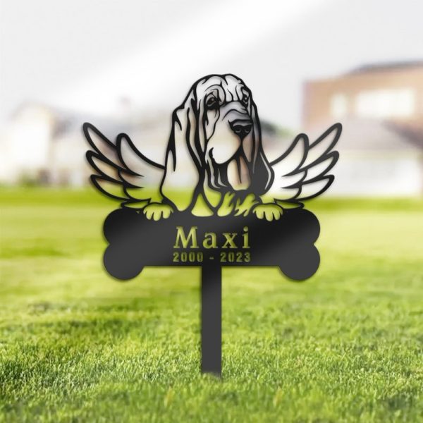 DINOZOZO Bloodhound Dog Grave Marker Garden Stakes Dog Memorial Gift Cemetery Decor Custom Metal Signs