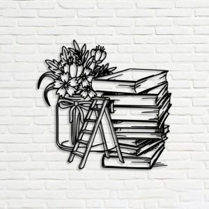 DINOZOZO Books and Flowers Bookshelf Custom Metal Signs