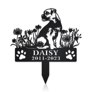 DINOZOZO Border Terrier Dog Grave Marker Garden Stakes Dog Sympathy Gift Cemetery Decor Memorial Custom Metal Signs