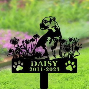 DINOZOZO Border Terrier Dog Grave Marker Garden Stakes Dog Sympathy Gift Cemetery Decor Memorial Custom Metal Signs2