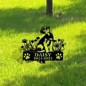DINOZOZO Border Terrier Dog Grave Marker Garden Stakes Dog Sympathy Gift Cemetery Decor Memorial Custom Metal Signs3
