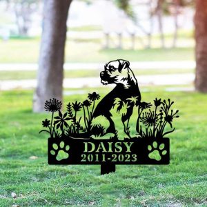 DINOZOZO Border Terrier Dog Grave Marker Garden Stakes Dog Sympathy Gift Cemetery Decor Memorial Custom Metal Signs4