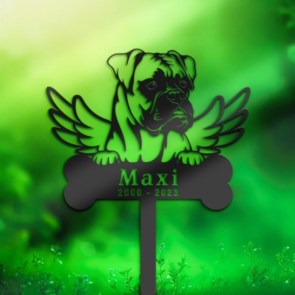 DINOZOZO Boxer Dog Grave Marker Garden Stakes Dog Memorial Gift Cemetery Decor Custom Metal Signs
