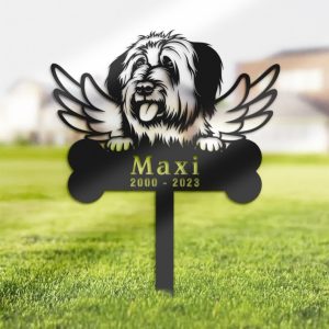 DINOZOZO Briard Dog Grave Marker Garden Stakes Dog Memorial Gift Cemetery Decor Custom Metal Signs2