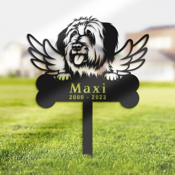 DINOZOZO Briard Dog Grave Marker Garden Stakes Dog Memorial Gift Cemetery Decor Custom Metal Signs