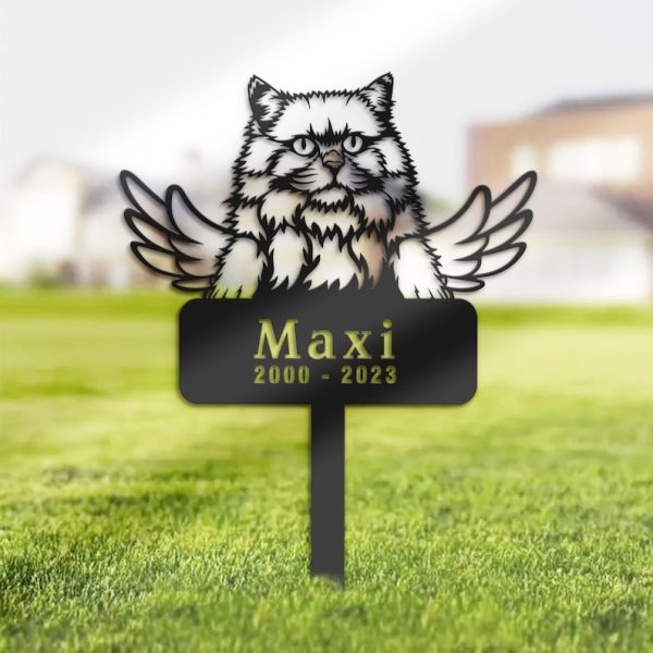 DINOZOZO British Longhair Cat Grave Marker Garden Stakes Cat Memorial Gift Cemetery Decor Custom Metal Signs