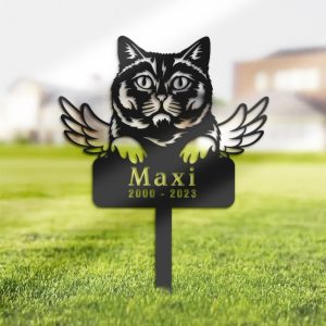 DINOZOZO British Shorthair Cat Grave Marker Garden Stakes Cat Memorial Gift Cemetery Decor Custom Metal Signs