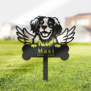 DINOZOZO Brittany Dog Grave Marker Garden Stakes Dog Memorial Gift Cemetery Decor Custom Metal Signs