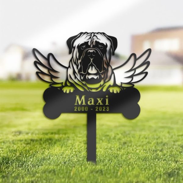 DINOZOZO Bullmastiff Dog Grave Marker Garden Stakes Dog Memorial Gift Cemetery Decor Custom Metal Signs