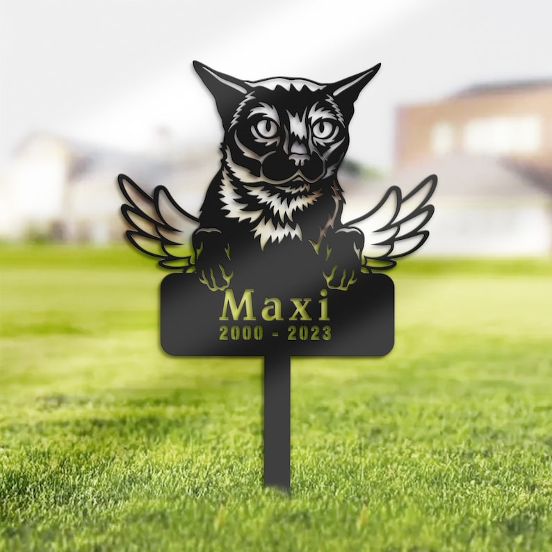 DINOZOZO Burma Cat Grave Marker Garden Stakes Cat Memorial Gift Cemetery Decor Custom Metal Signs