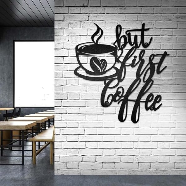 DINOZOZO But First Coffee Coffee Bar Business Custom Metal Signs