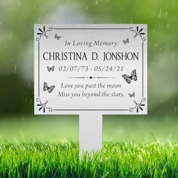 DINOZOZO Butterfly Mom Dad Grave Marker Memorial Stake Sympathy Gifts Custom Metal Signs