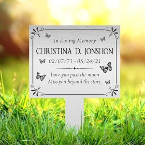 DINOZOZO Butterfly Mom Dad Grave Marker Memorial Stake Sympathy Gifts Custom Metal Signs2