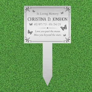 DINOZOZO Butterfly Mom Dad Grave Marker Memorial Stake Sympathy Gifts Custom Metal Signs3