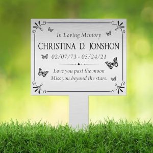 DINOZOZO Butterfly Mom Dad Grave Marker Memorial Stake Sympathy Gifts Custom Metal Signs4