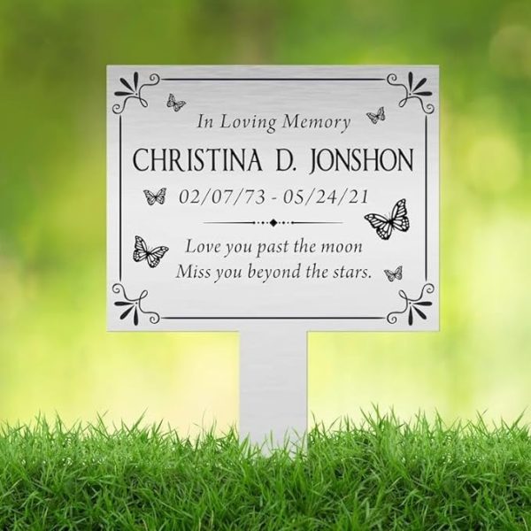 DINOZOZO Butterfly Mom Dad Grave Marker Memorial Stake Sympathy Gifts Custom Metal Signs