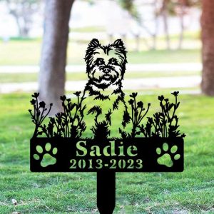 DINOZOZO Cairn Terrier Dog Grave Marker Garden Stakes Dog Sympathy Gift Cemetery Decor Memorial Custom Metal Signs2
