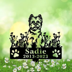 DINOZOZO Cairn Terrier Dog Grave Marker Garden Stakes Dog Sympathy Gift Cemetery Decor Memorial Custom Metal Signs3