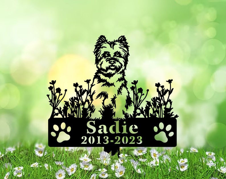 DINOZOZO Cairn Terrier Dog Grave Marker Garden Stakes Dog Sympathy Gift Cemetery Decor Memorial Custom Metal Signs3