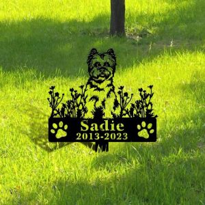 DINOZOZO Cairn Terrier Dog Grave Marker Garden Stakes Dog Sympathy Gift Cemetery Decor Memorial Custom Metal Signs4