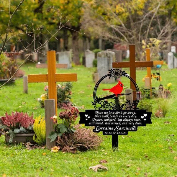 DINOZOZO Cardinals Mom Dad Grave Marker Those We Love Don’t Go Away Memorial Stake Sympathy Gifts Custom Metal Signs