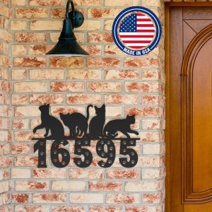 DINOZOZO Cat Paw Address Sign House Number Plaque Custom Metal Signs4