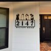 DINOZOZO Cat with Christmas Hat Address Sign House Number Plaque Custom Metal Signs