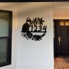 DINOZOZO Cat with Tropical Flower Address Sign House Number Plaque Custom Metal Signs