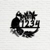 DINOZOZO Cat with Tropical Flower Address Sign House Number Plaque Custom Metal Signs3