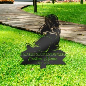 DINOZOZO Child Sitting with Teddy Bear Son Grave Marker Memorial Sign with Stake Sympathy Gifts for Loss of Loved One Custom Metal Signs4