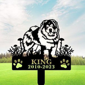 DINOZOZO Chow Chow Dog Grave Marker Garden Stakes Dog Sympathy Gift Cemetery Decor Memorial Custom Metal Signs