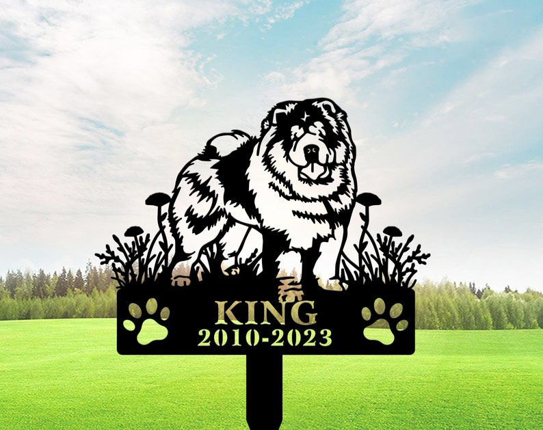 DINOZOZO Chow Chow Dog Grave Marker Garden Stakes Dog Sympathy Gift Cemetery Decor Memorial Custom Metal Signs