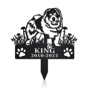 DINOZOZO Chow Chow Dog Grave Marker Garden Stakes Dog Sympathy Gift Cemetery Decor Memorial Custom Metal Signs2