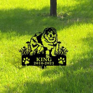 DINOZOZO Chow Chow Dog Grave Marker Garden Stakes Dog Sympathy Gift Cemetery Decor Memorial Custom Metal Signs3