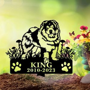 DINOZOZO Chow Chow Dog Grave Marker Garden Stakes Dog Sympathy Gift Cemetery Decor Memorial Custom Metal Signs4