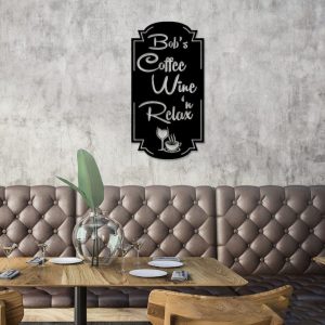 DINOZOZO Coffee Lover Coffee Wine and Relax Coffee Bar Business Custom Metal Signs2